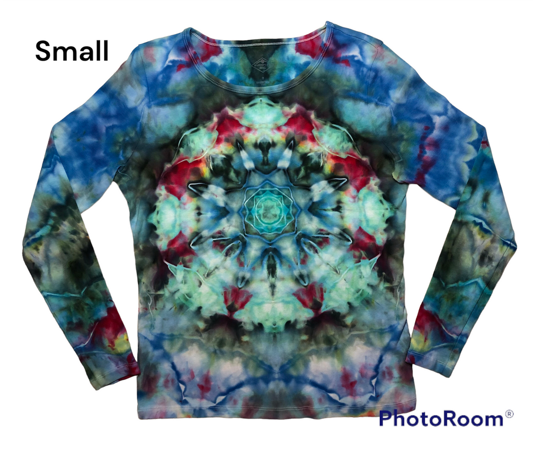 Ladies Small long sleeve, mandala tie dye