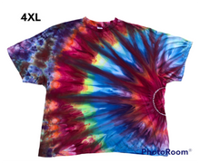 Load image into Gallery viewer, Adult 4XL Tshirt, sunburst tie dye design
