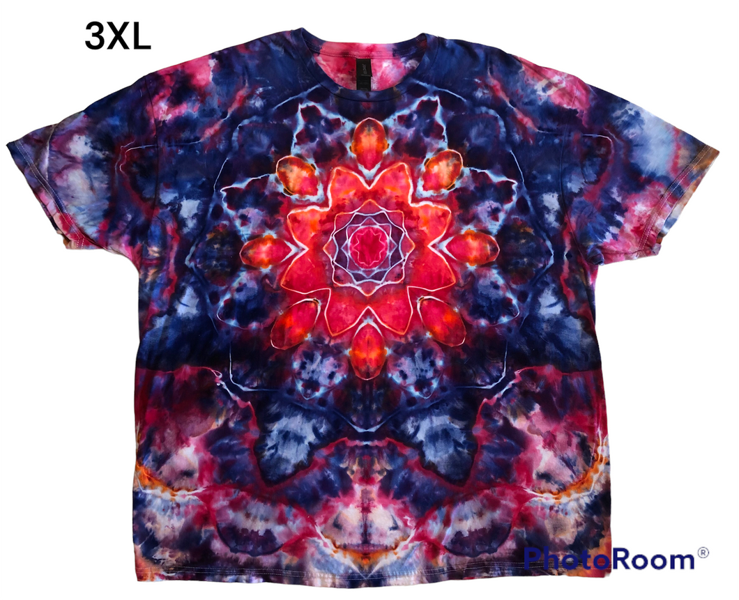 Adult 3XL Tshirt, mandala tie dye