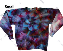 Load image into Gallery viewer, Adult Small sweatshirt, spiral tie dye design
