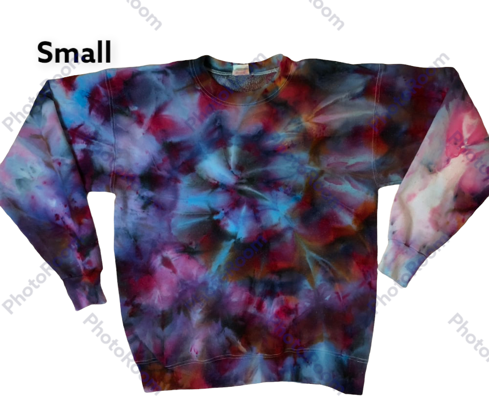 Adult Small sweatshirt, spiral tie dye design