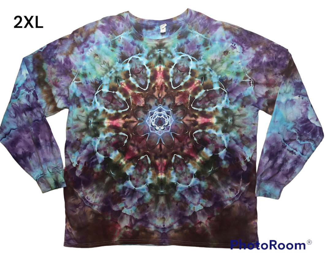 Adult 2XL long sleeve, mandala tie dye