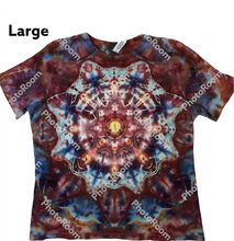 Load image into Gallery viewer, Ladies Large Tshirt, mandala tie dye design
