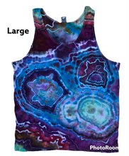 Load image into Gallery viewer, Mens/unisex Large tank, geode tie dye design
