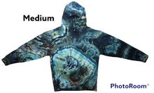 Load image into Gallery viewer, Adult Medium pullover hooded sweatshirt, geode tie dye
