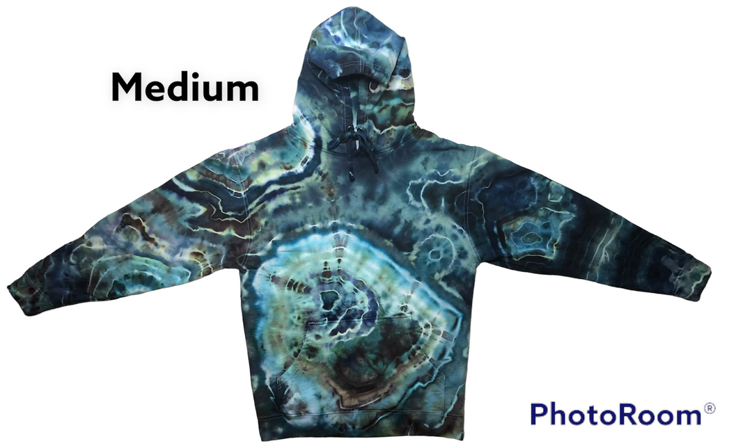 Adult Medium pullover hooded sweatshirt, geode tie dye